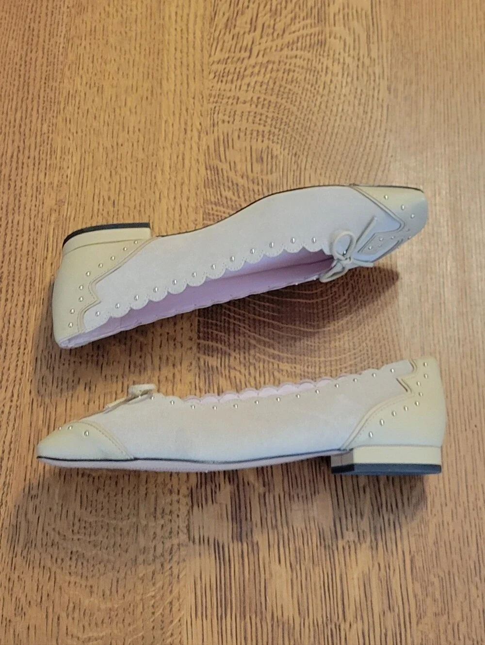 J. Crew Sophie Ballet Flats in Studded Suede & Italian Leather - light tan